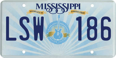 MS license plate LSW186
