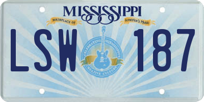 MS license plate LSW187