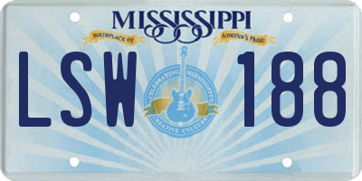 MS license plate LSW188