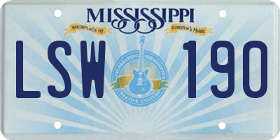 MS license plate LSW190