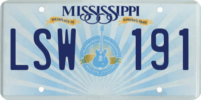 MS license plate LSW191