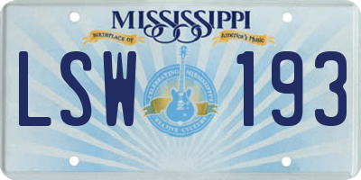 MS license plate LSW193