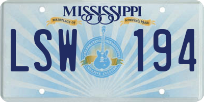 MS license plate LSW194