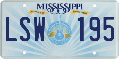 MS license plate LSW195