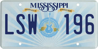 MS license plate LSW196