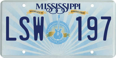 MS license plate LSW197
