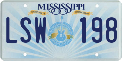 MS license plate LSW198