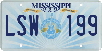 MS license plate LSW199