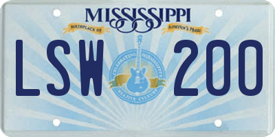 MS license plate LSW200