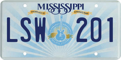 MS license plate LSW201