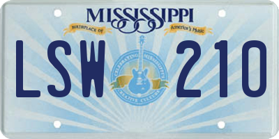 MS license plate LSW210