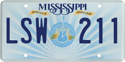 MS license plate LSW211