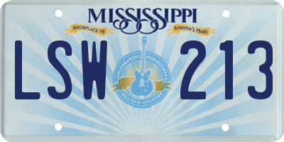 MS license plate LSW213