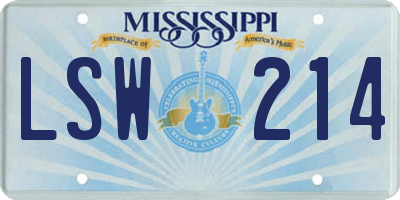 MS license plate LSW214