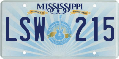 MS license plate LSW215