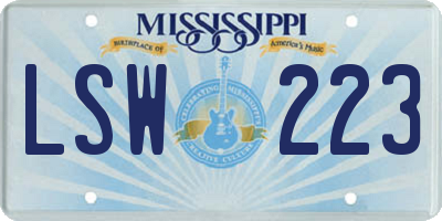 MS license plate LSW223