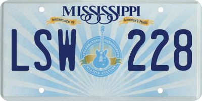 MS license plate LSW228