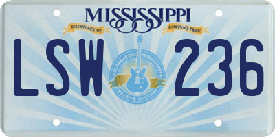 MS license plate LSW236