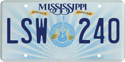 MS license plate LSW240