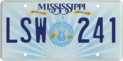 MS license plate LSW241