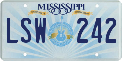 MS license plate LSW242