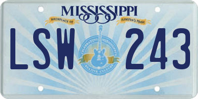 MS license plate LSW243