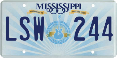 MS license plate LSW244