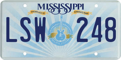 MS license plate LSW248