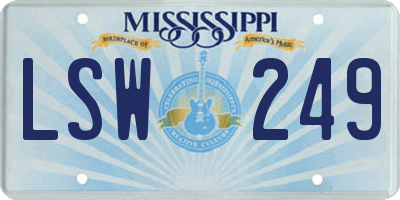 MS license plate LSW249