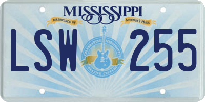 MS license plate LSW255