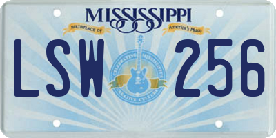 MS license plate LSW256