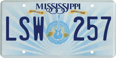 MS license plate LSW257