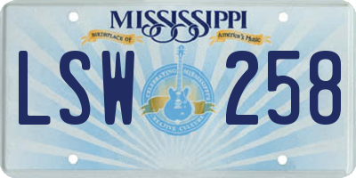 MS license plate LSW258
