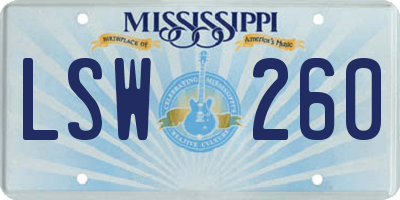 MS license plate LSW260