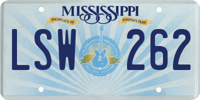 MS license plate LSW262