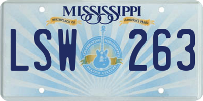 MS license plate LSW263