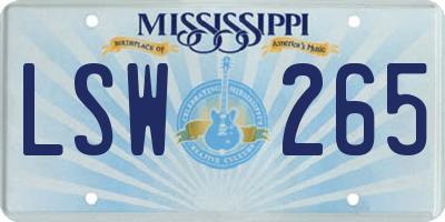 MS license plate LSW265