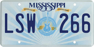 MS license plate LSW266