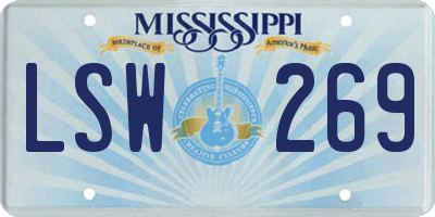 MS license plate LSW269