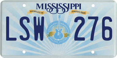 MS license plate LSW276