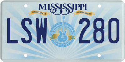 MS license plate LSW280