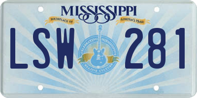 MS license plate LSW281