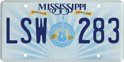MS license plate LSW283