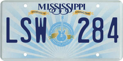 MS license plate LSW284