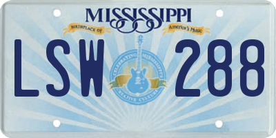 MS license plate LSW288