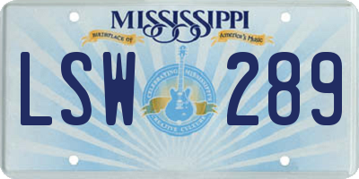 MS license plate LSW289