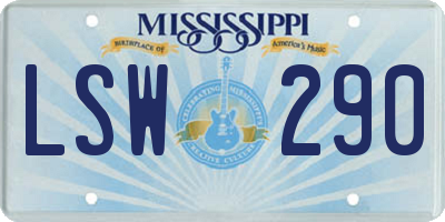MS license plate LSW290