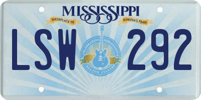 MS license plate LSW292