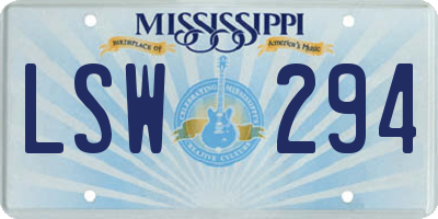 MS license plate LSW294