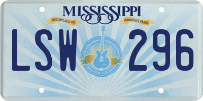 MS license plate LSW296